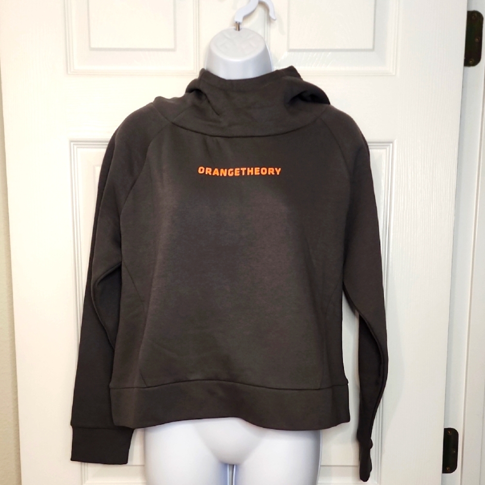 Orangetheory Charcoal Sweatshirt with Orange Logo And Hoodie, Size Small